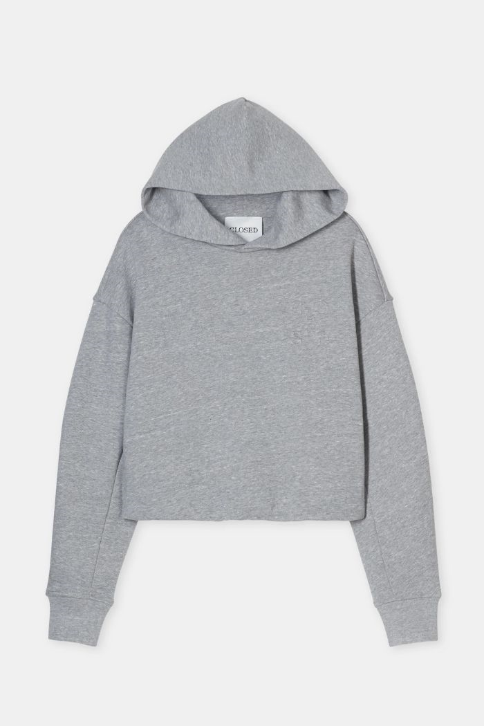 Closed, C95350 Cropped hoodie, Light grey melange